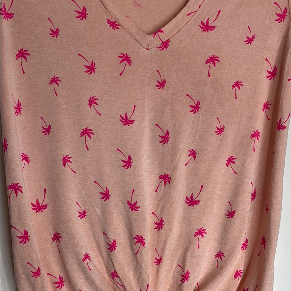 No Boundaries Palm Tree Tie Front T-Shirt - Picture 4 of 5